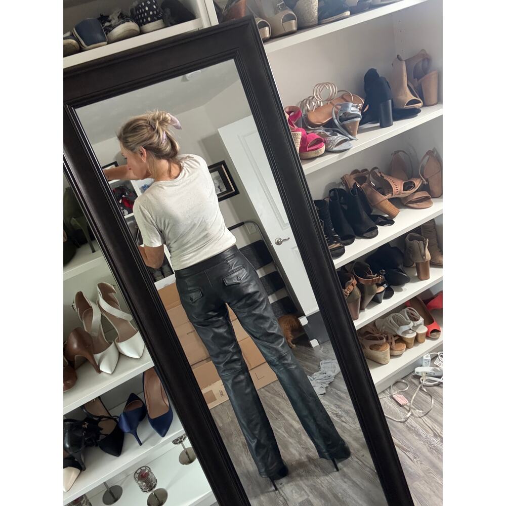 NWT Wilson Leather Black Leather Bootcut Pants, size 2